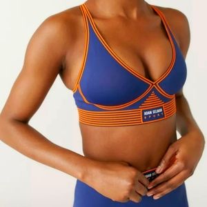New Adam Selman Bonded Active V-Neck Bra Midnight Hazard Size Large